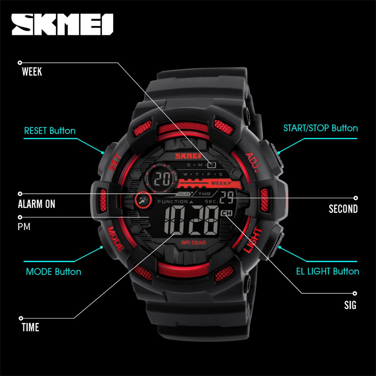 SKMEI 스포츠 아웃도어 크로노 디지털 시계 남성용  - Outdoor Sports List 리뷰 및 가격