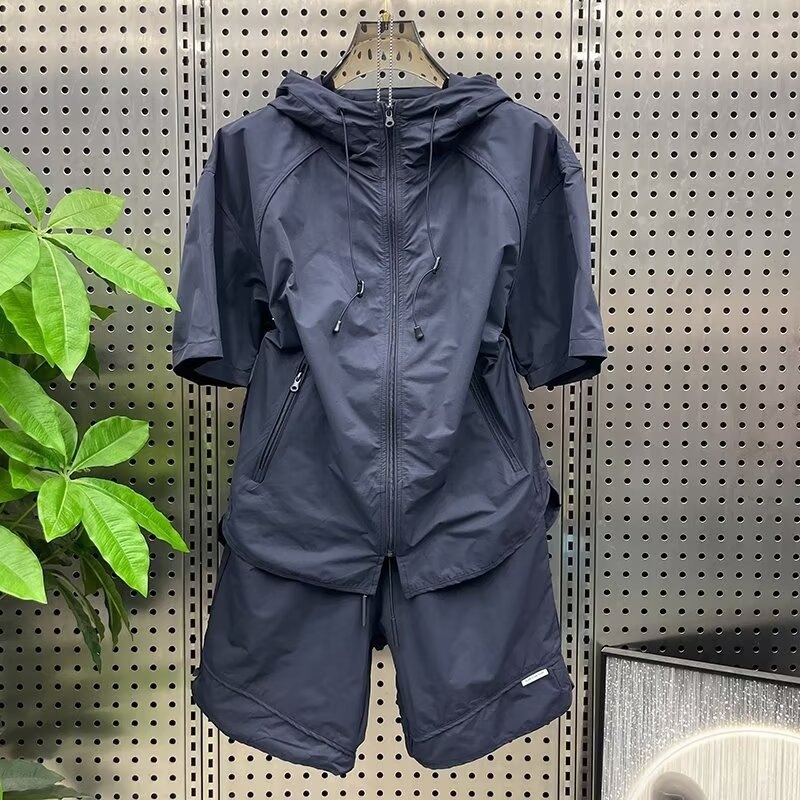 남성 여름 얇은 아웃도어 후드 퀵 드라이 캐주얼 세트  - Outdoor Sports Outfit 리뷰 및 가격