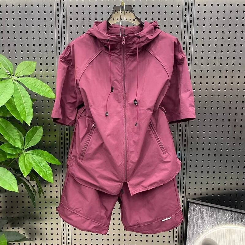 남성 여름 얇은 아웃도어 후드 퀵 드라이 캐주얼 세트  - Outdoor Sports Outfit 리뷰 및 가격