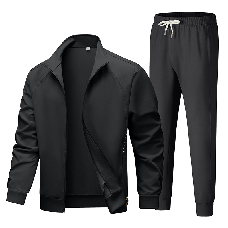 남성용 봄 가을 트랙슈트 2피스 세트 스탠드 칼라 자켓 - Outdoor Sports Outfit 리뷰 및 가격