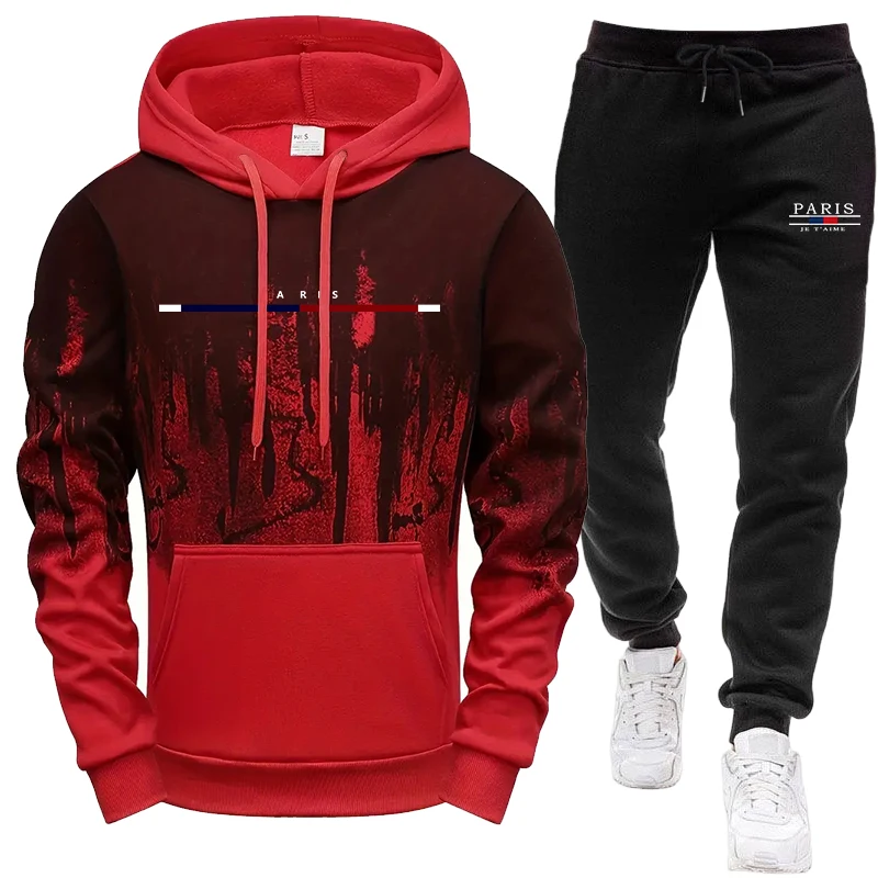 남성 세트/후드티/바지 가을 겨울 후드 스웨트셔츠 및  - Outdoor Sports Outfit 리뷰 및 가격