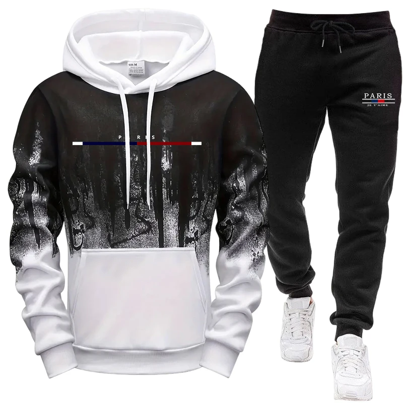 남성 세트/후드티/바지 가을 겨울 후드 스웨트셔츠 및  - Outdoor Sports Outfit 리뷰 및 가격