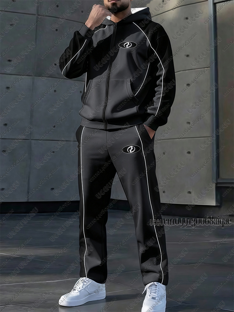 가을 겨울 신상 남성 트레이닝복 세트 지퍼 후드티+긴바 - Outdoor Sports Outfit 리뷰 및 가격