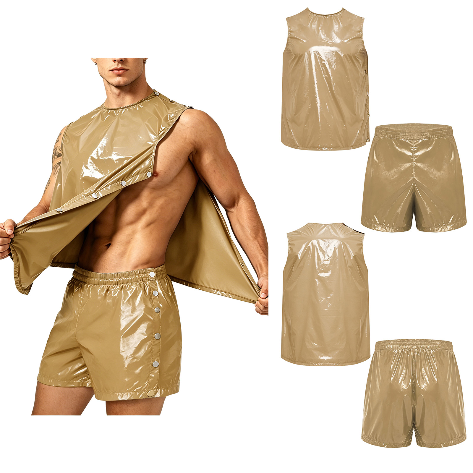 남성용 방수 땀 흡수 탱크탑 및 사이드 버튼 사각 팬티 - Outdoor Sports Outfit 리뷰 및 가격